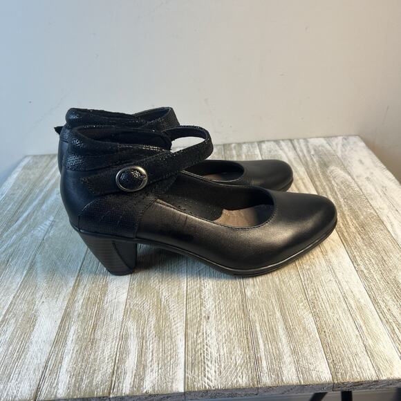Earth Garnet Shoes Women's 8 Black Adjustable Mary Jane Heels Ankle Strap EUC - Picture 5 of 8